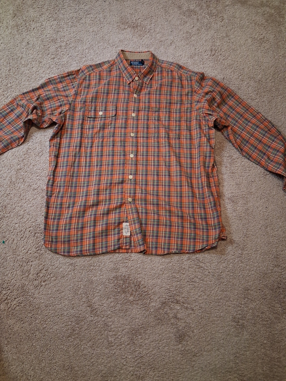 Polo Ralph Lauren Men's Orange Plaid Button-Down Shirt
